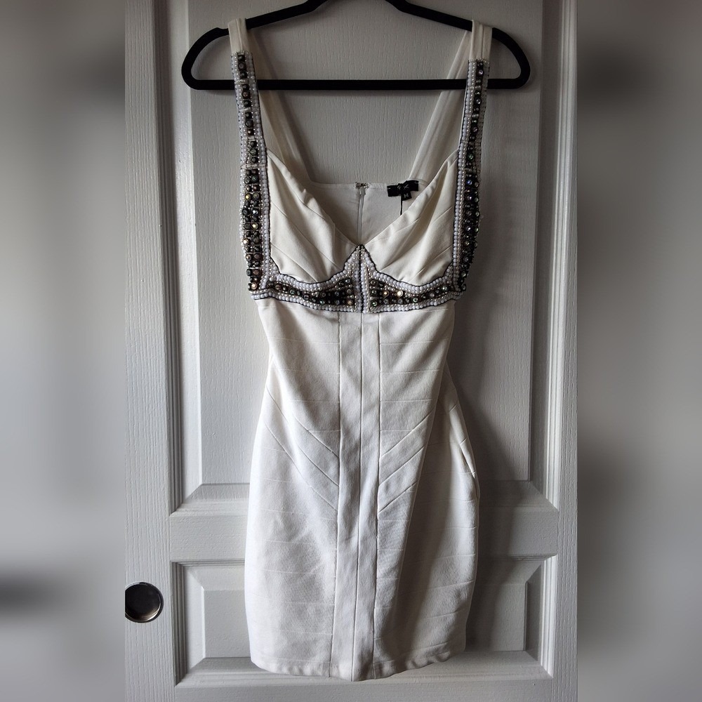 Sky L Mini Beaded Bodycon Dress Club Wear Going Out NYE Holiday Y2K Travel NWT
